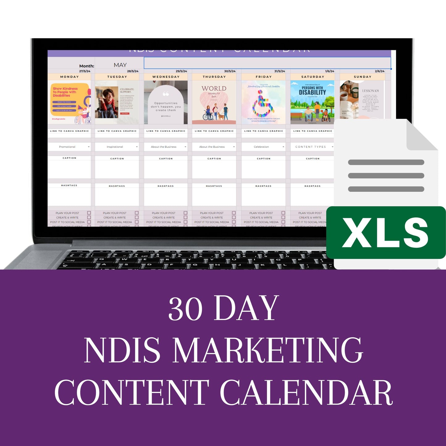 NDIS Social Media Content Calendar Template