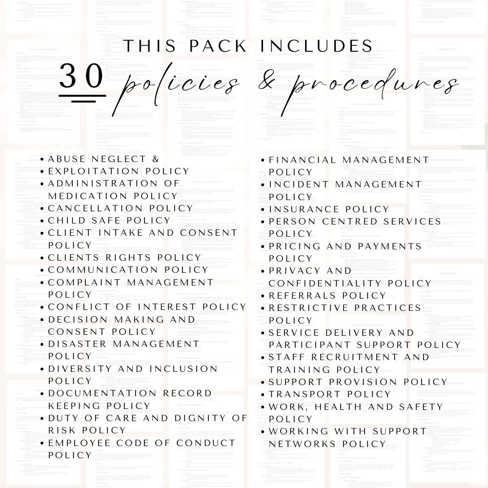 Mega Support Worker Policy & Procedure Bundle (30) Templates