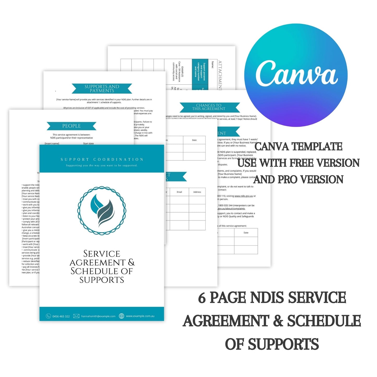 Service Agreement Canva Template TEAL Design