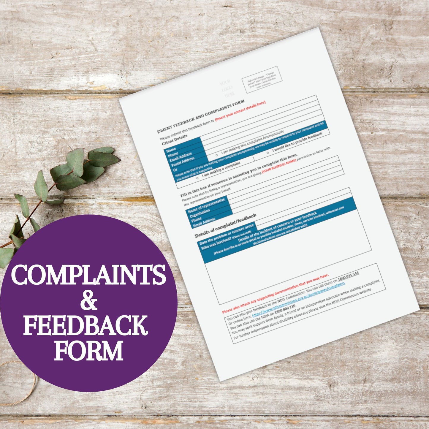 Complaints & Feedback Form Template