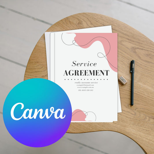 Service Agreement Canva Template PINK Design