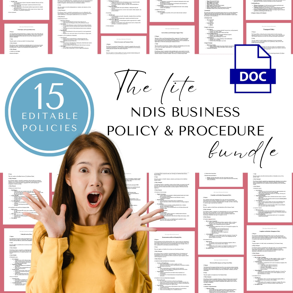 NDIS Support Worker Policy & Procedure template bundle (15)